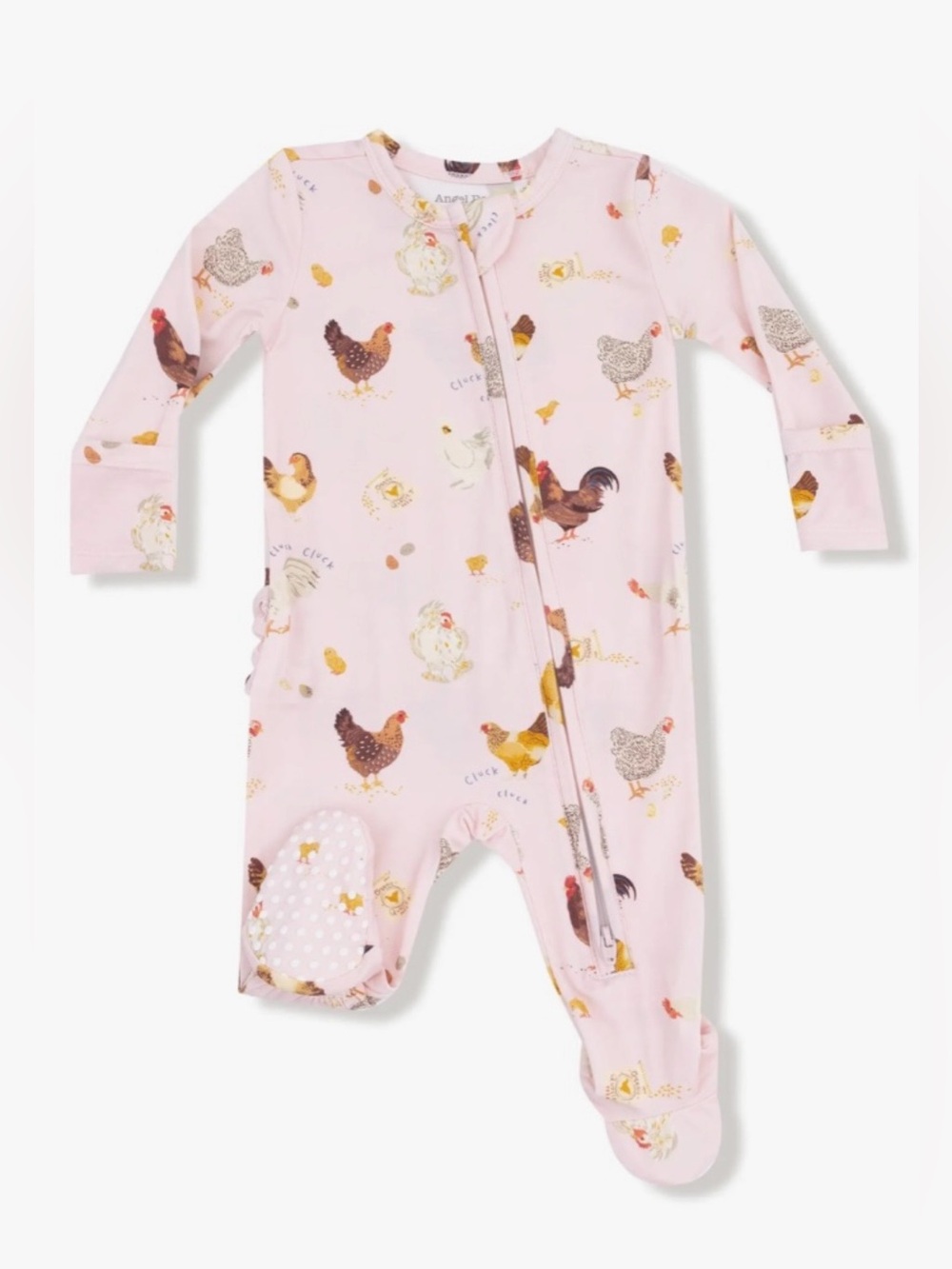 Angel Dear|Baby girl pink Bamboo Chicken Farm Print long sleeve footies,NOVELTY•